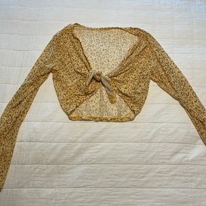 Mesh long sleeve crop top